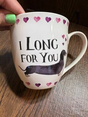 Milly Green “I Long For You” Coffee Mug Cup British Design Dachshund Dog